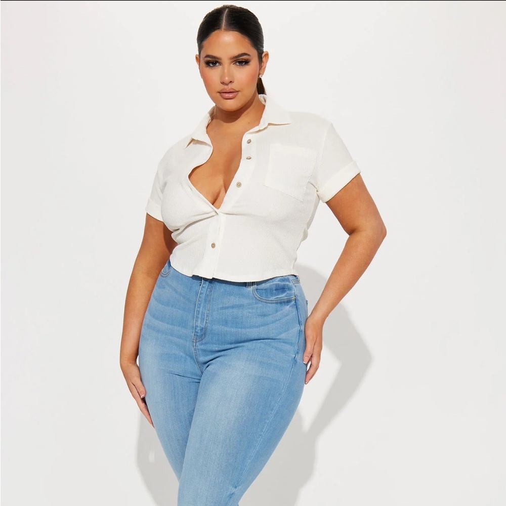 NWT- Kenya Cropped Shirt - White